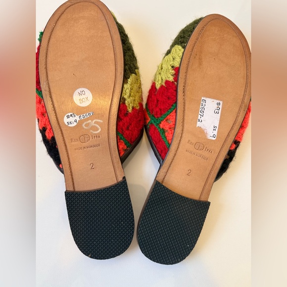 Res Ipsa Handmade Crochet Wool Leather Slides Mules Flats Unisex M 9 W 10.5 - Picture 4 of 6